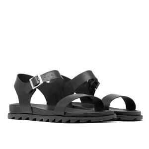 Sorel Roaming Decon Black Leather Ankle-Strap Sandals Womens 9
